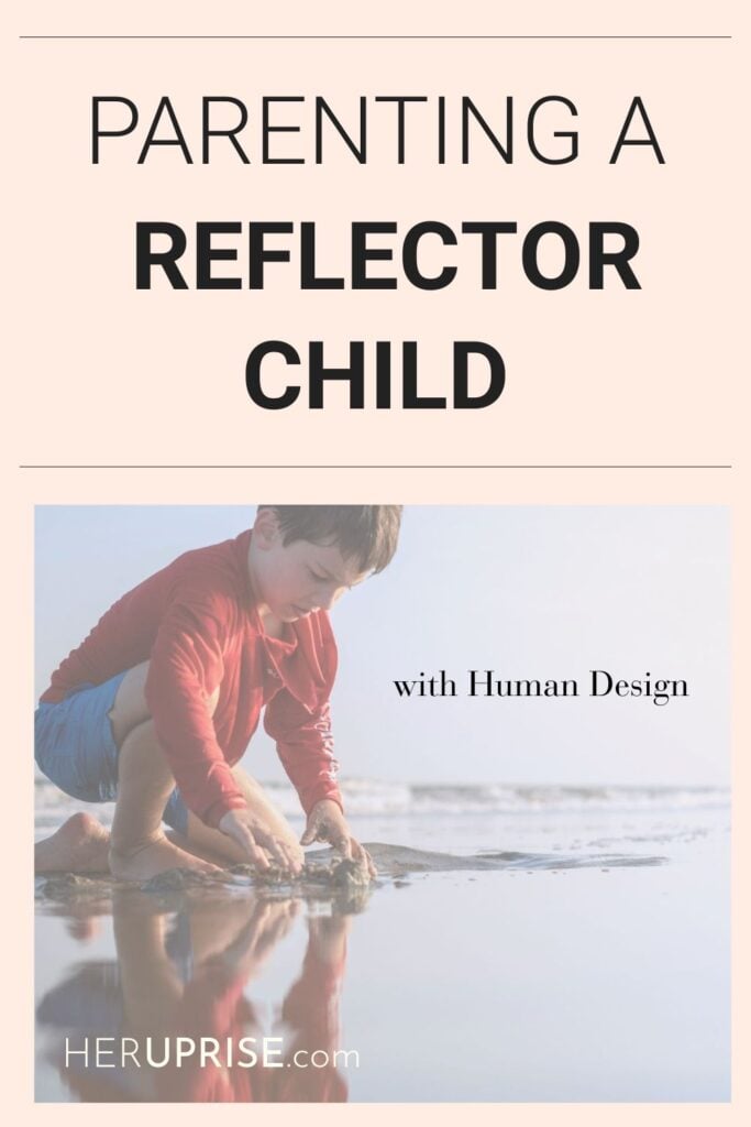 Parenting a Reflector Child pinterest pin with image of boy playing in water and his reflection showing.
